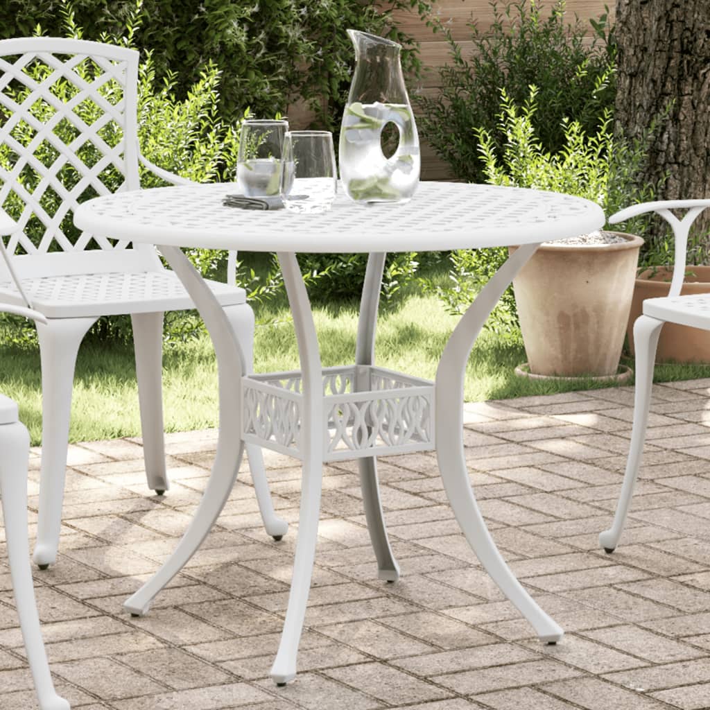 Tuintafel Ø 90x75 cm gietaluminium wit is nu te koop bij PeponiXL, paradijselijk wonen!