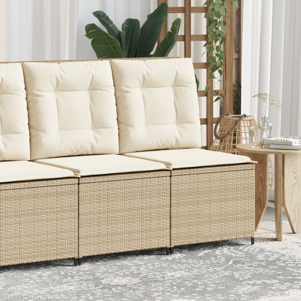 Tuinbank verstelbaar met kussens poly rattan beige is nu te koop bij PeponiXL, paradijselijk wonen!