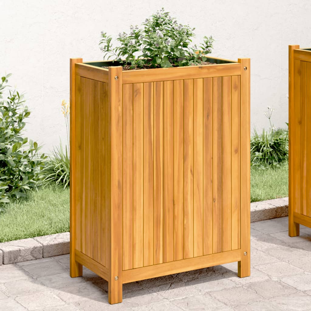 Plantenbak met voering 54x31x75 cm massief acaciahout is nu te koop bij PeponiXL, paradijselijk wonen!