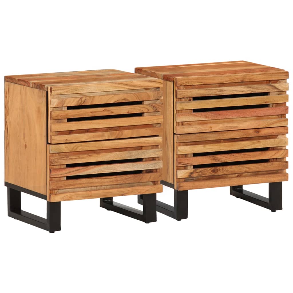 Nachtkastjes 2 st 40x34x46 cm massief acaciahout is nu te koop bij PeponiXL, paradijselijk wonen!