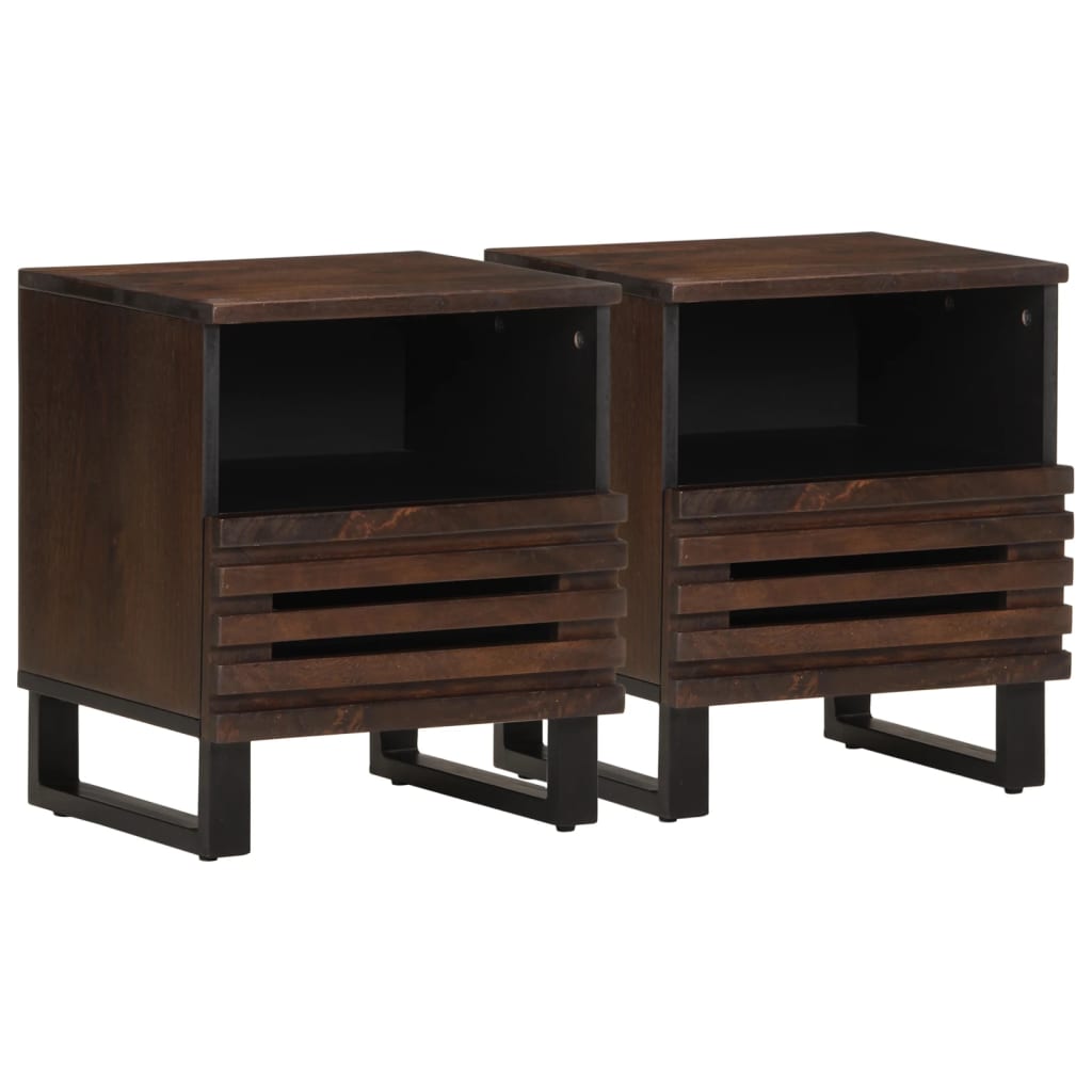 Nachtkastjes 2 st 40x34x46 cm massief mangohout is nu te koop bij PeponiXL, paradijselijk wonen!