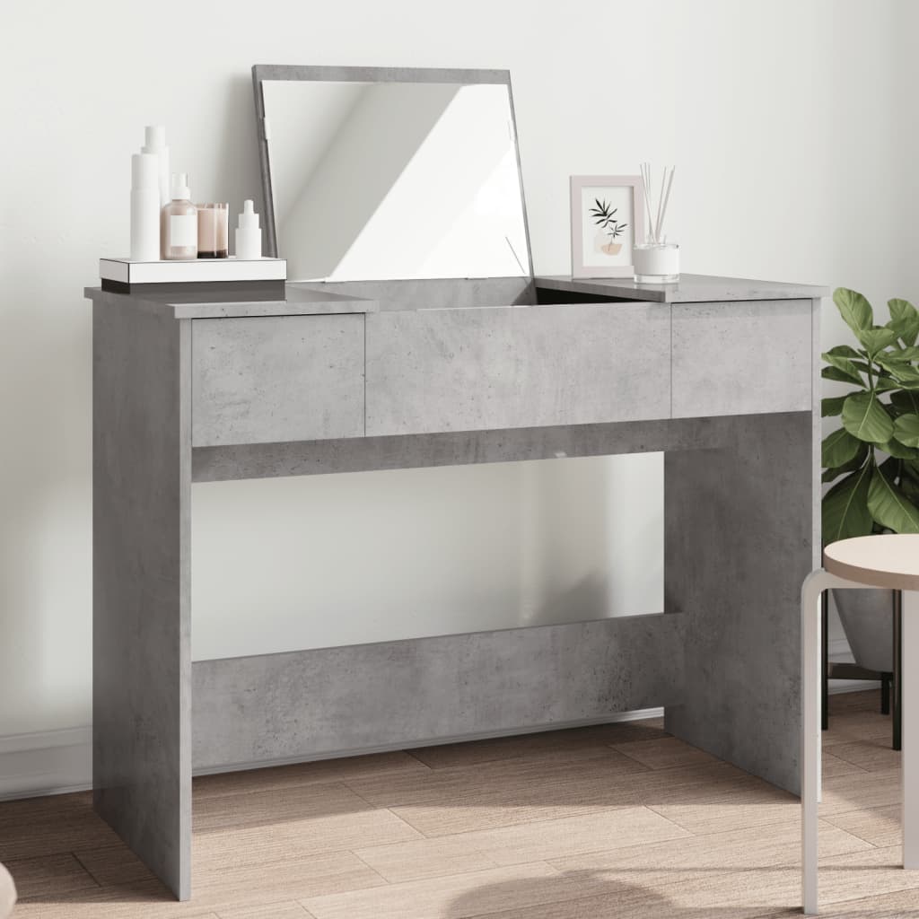 Kaptafel met spiegel 100x45x76 cm betongrijs is nu te koop bij PeponiXL, paradijselijk wonen!