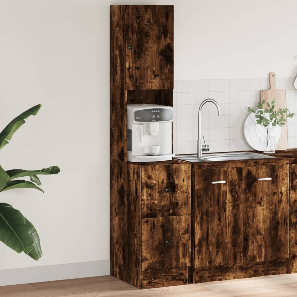 Keukenkast 35x50x180 cm bewerkt hout gerookt eikenkleurig is nu te koop bij PeponiXL, paradijselijk wonen!