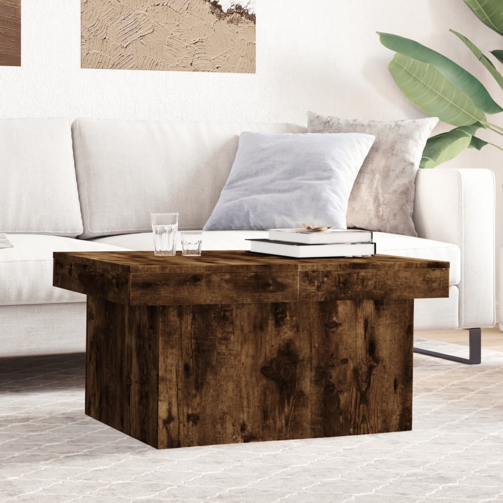 Salontafel 80x55x40 cm bewerkt hout gerookt eikenkleurig is nu te koop bij PeponiXL, paradijselijk wonen!
