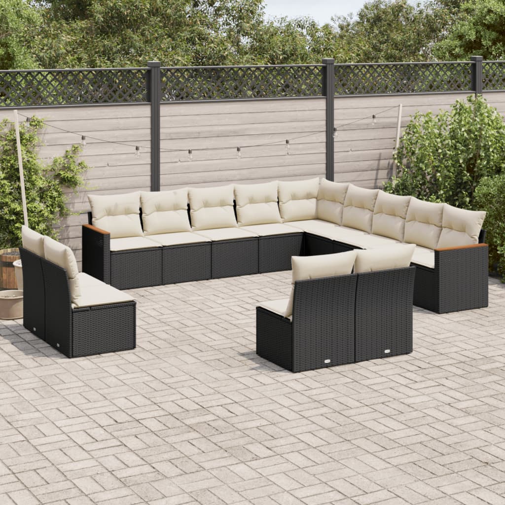13-delige Loungeset met kussens poly rattan zwart is nu te koop bij PeponiXL, paradijselijk wonen!