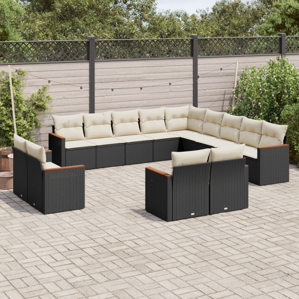 13-delige Loungeset met kussens poly rattan zwart is nu te koop bij PeponiXL, paradijselijk wonen!