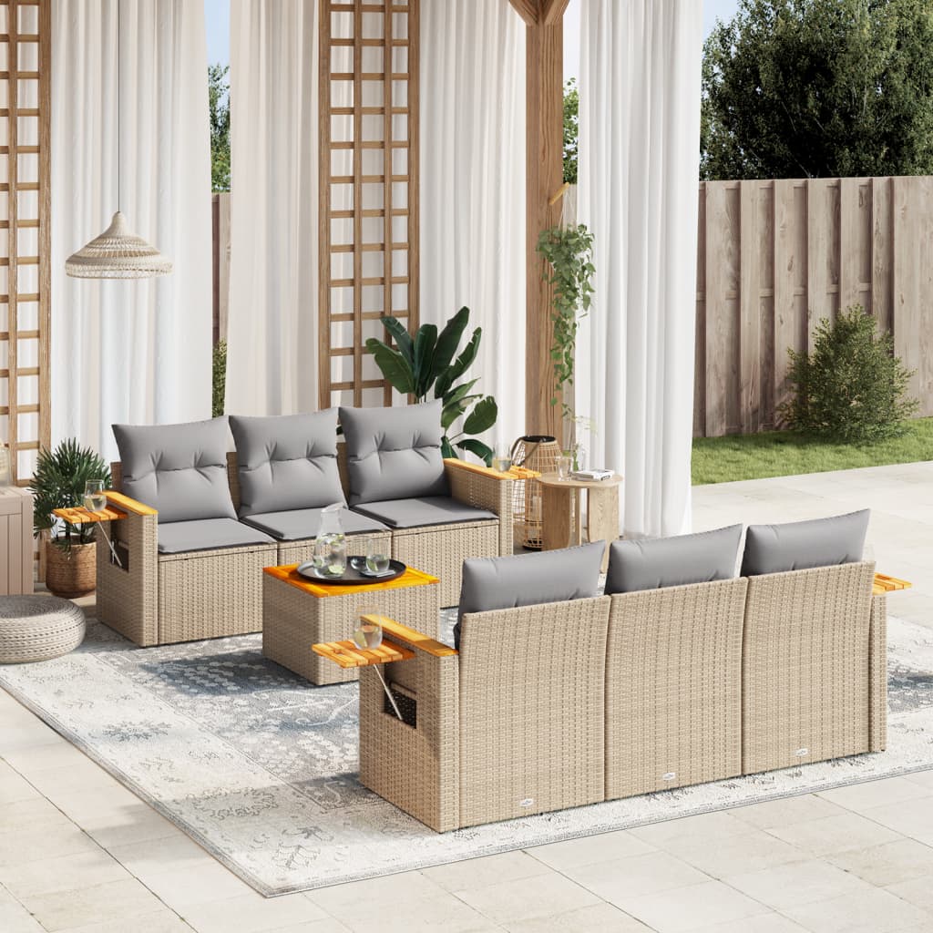 7-delige Loungeset met kussens poly rattan beige is nu te koop bij PeponiXL, paradijselijk wonen!