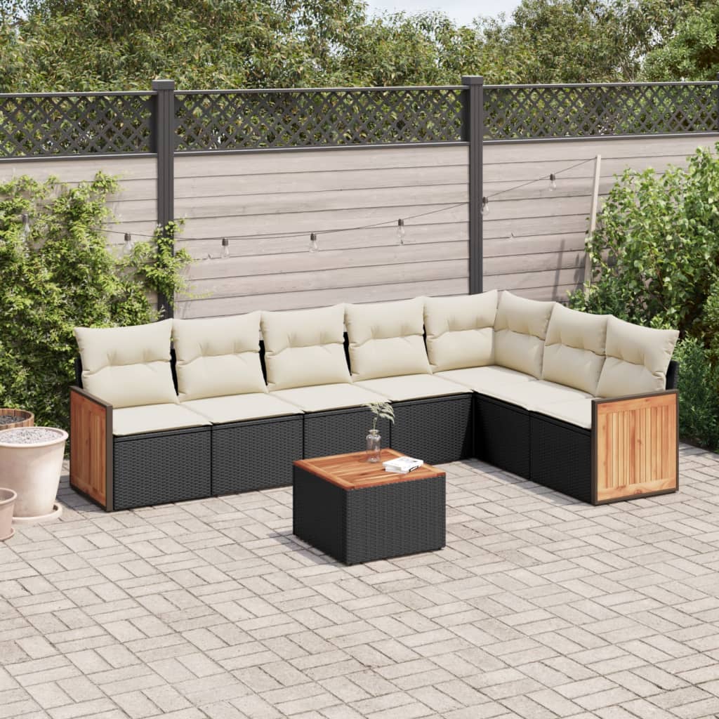 8-delige Loungeset met kussens poly rattan zwart is nu te koop bij PeponiXL, paradijselijk wonen!