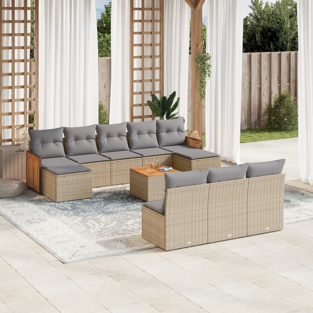 11-delige Tuinset met kussens poly rattan beige is nu te koop bij PeponiXL, paradijselijk wonen!