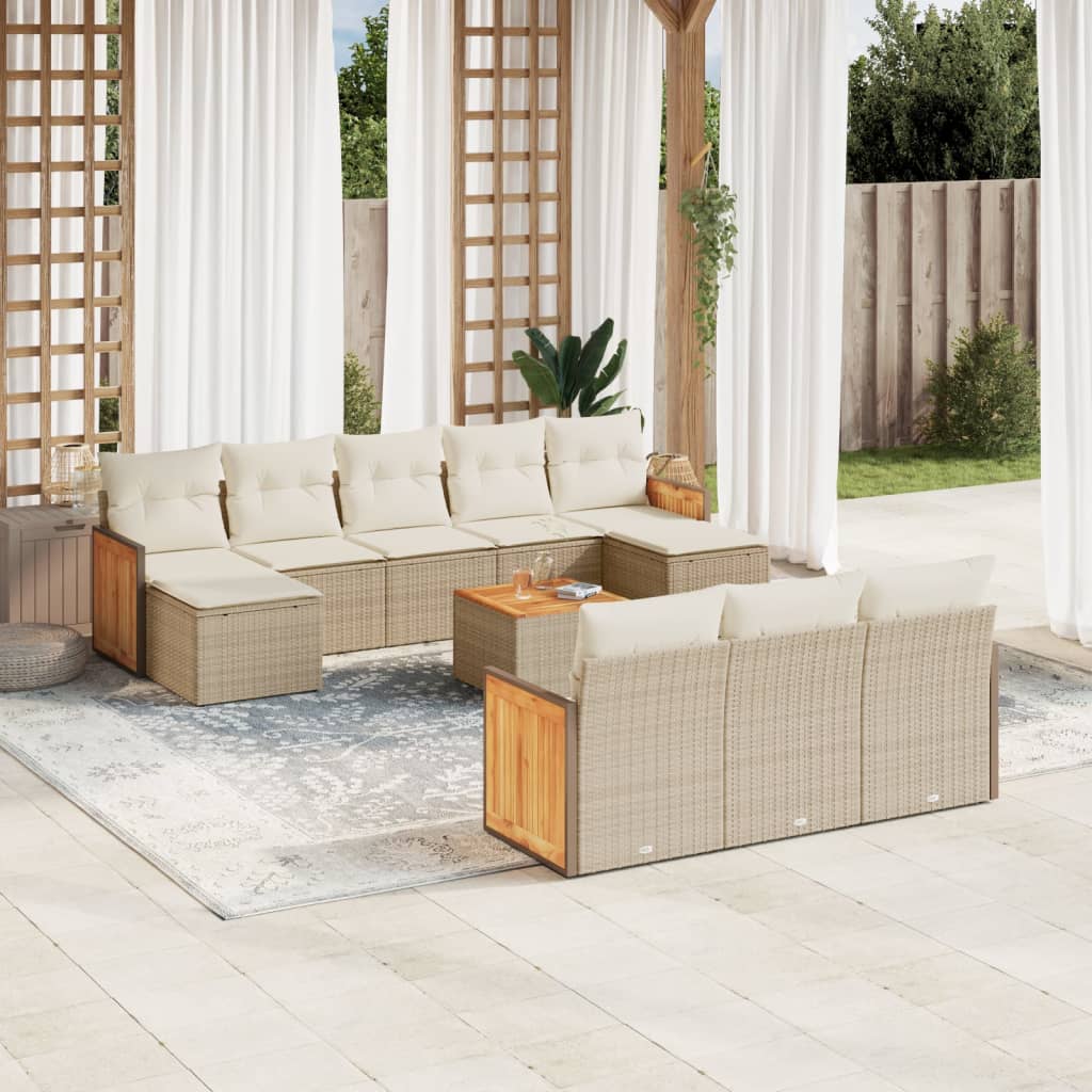 11-delige Tuinset met kussens poly rattan beige is nu te koop bij PeponiXL, paradijselijk wonen!