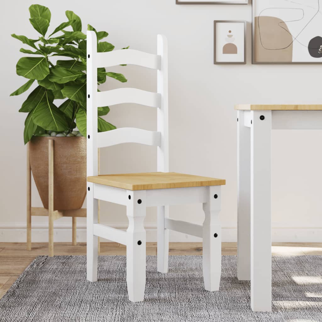 Eetkamerstoelen 2 st Corona 42x47x107 cm grenenhout wit is nu te koop bij PeponiXL, paradijselijk wonen!