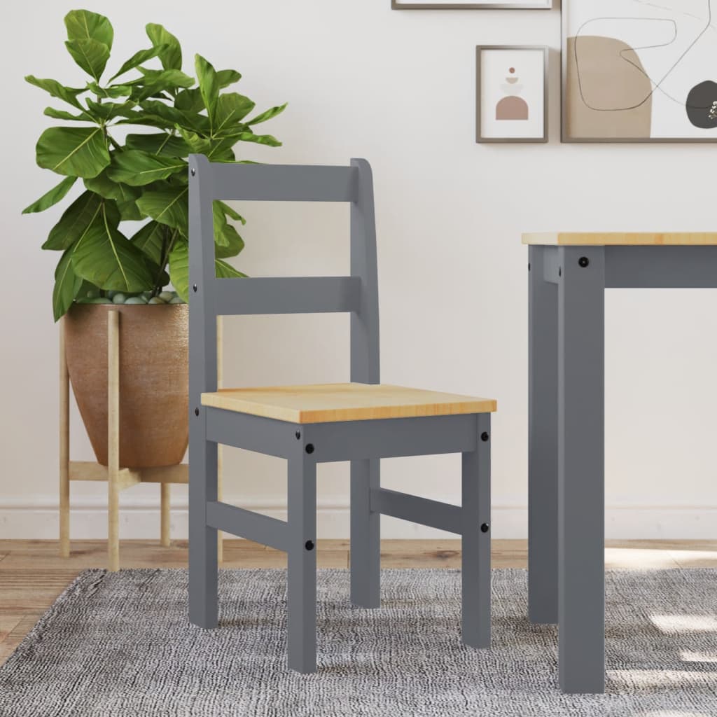 Eetkamerstoelen 2 st PANAMA 40x46x90 cm grenenhout grijs is nu te koop bij PeponiXL, paradijselijk wonen!