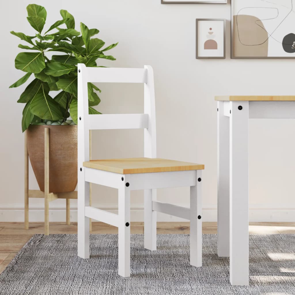Eetkamerstoelen 2 st PANAMA 40x46x90 cm grenenhout wit is nu te koop bij PeponiXL, paradijselijk wonen!