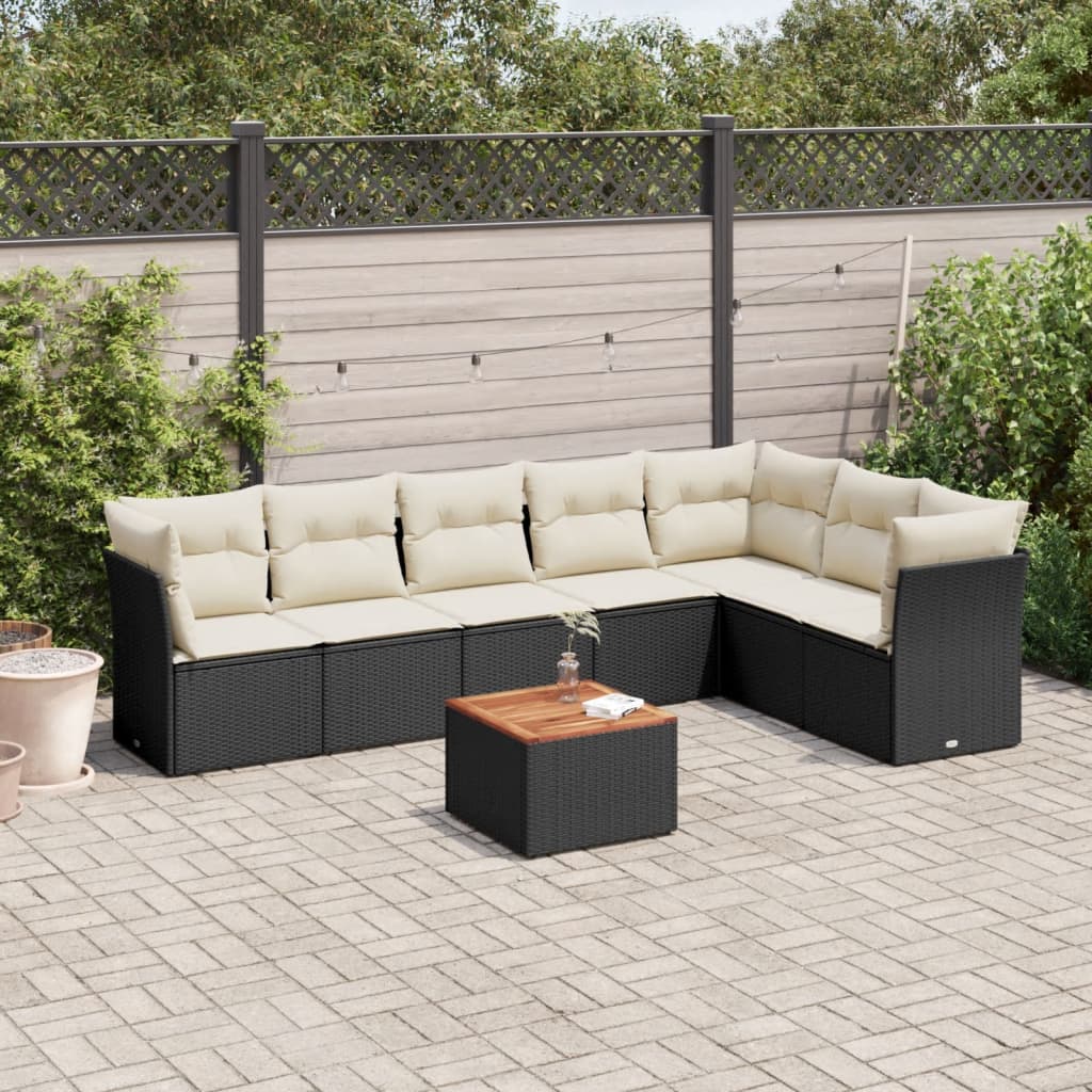 8-delige Loungeset met kussens poly rattan zwart is nu te koop bij PeponiXL, paradijselijk wonen!
