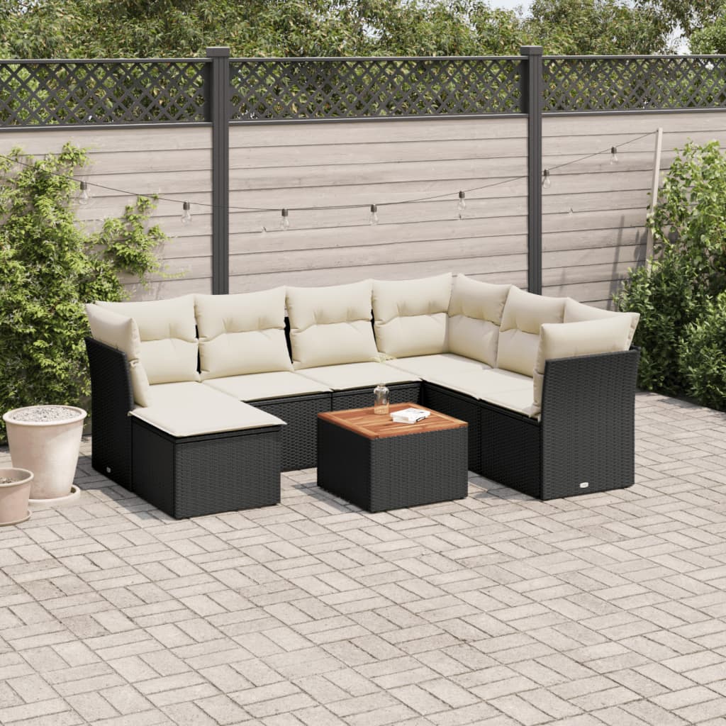 8-delige Loungeset met kussens poly rattan zwart is nu te koop bij PeponiXL, paradijselijk wonen!
