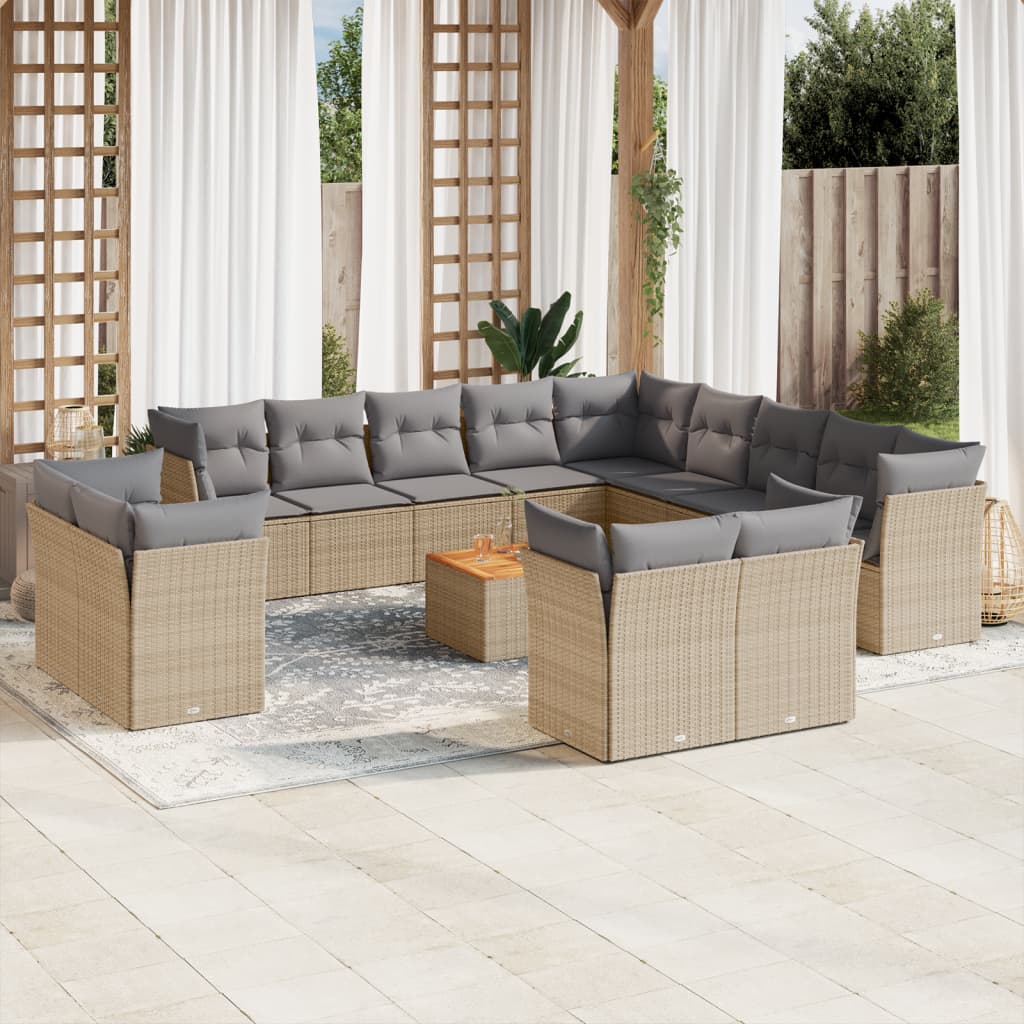 14-delige Loungeset met kussens poly rattan beige is nu te koop bij PeponiXL, paradijselijk wonen!