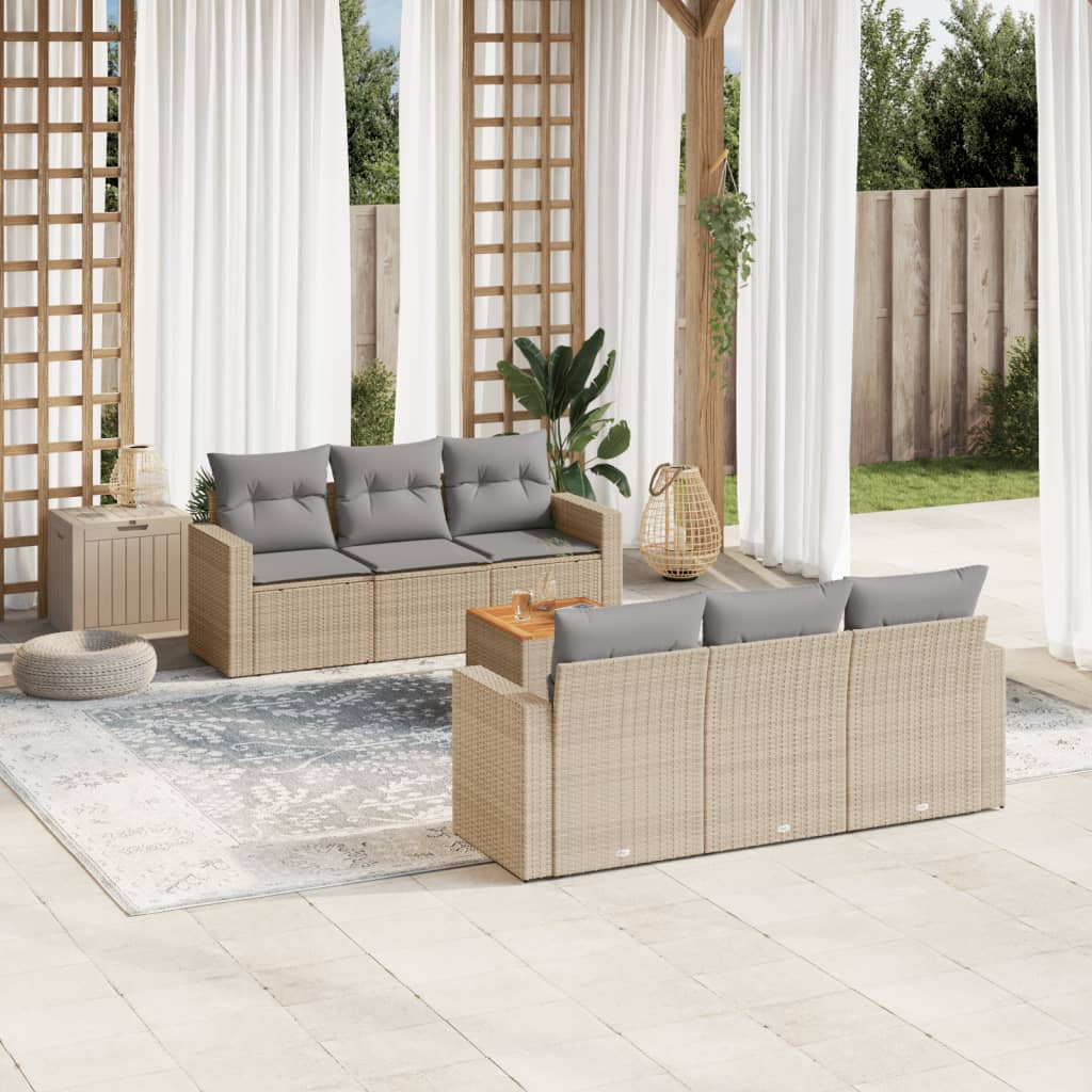 7-delige Loungeset met kussens poly rattan beige is nu te koop bij PeponiXL, paradijselijk wonen!