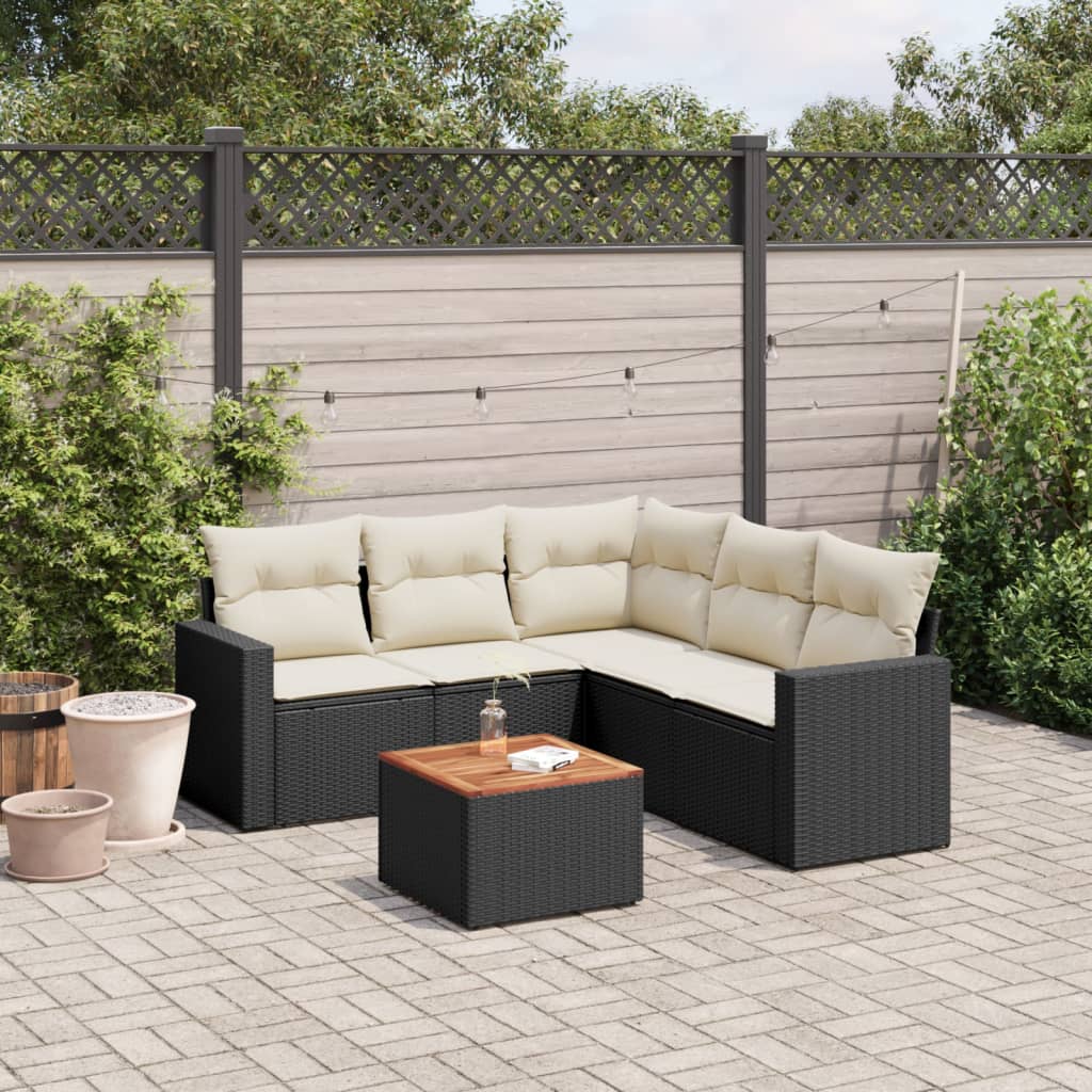 6-delige Loungeset met kussens poly rattan zwart is nu te koop bij PeponiXL, paradijselijk wonen!