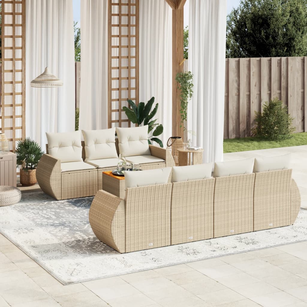 8-delige Loungeset met kussens poly rattan beige is nu te koop bij PeponiXL, paradijselijk wonen!