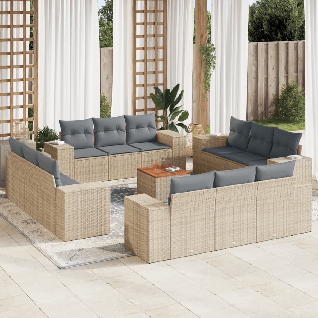 13-delige Loungeset met kussens poly rattan beige is nu te koop bij PeponiXL, paradijselijk wonen!