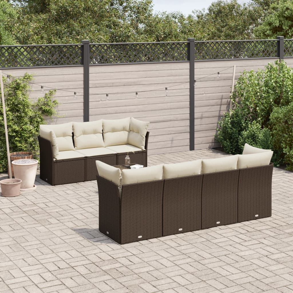 8-delige Loungeset met kussens poly rattan bruin is nu te koop bij PeponiXL, paradijselijk wonen!