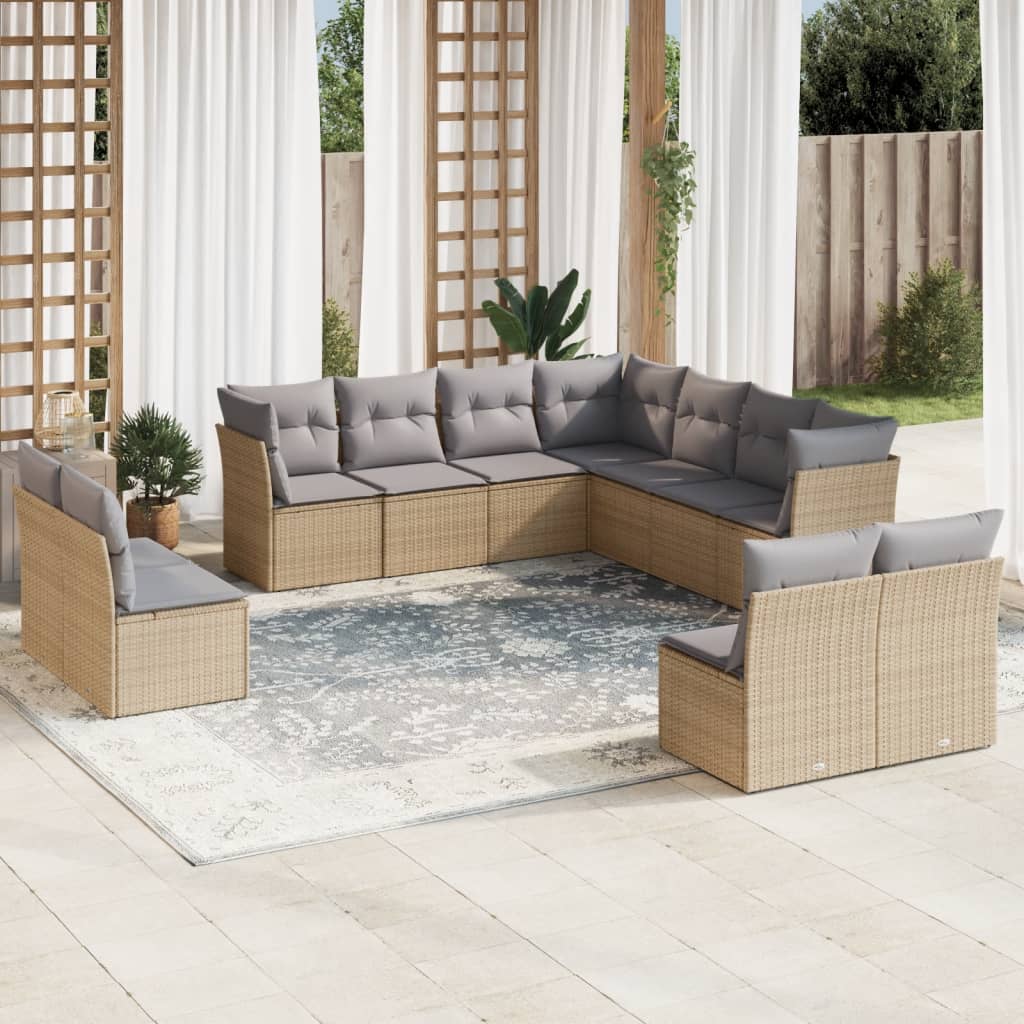 11-delige Tuinset met kussens poly rattan beige is nu te koop bij PeponiXL, paradijselijk wonen!