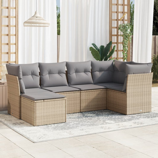 6-delige Loungeset met kussens poly rattan beige is nu te koop bij PeponiXL, paradijselijk wonen!