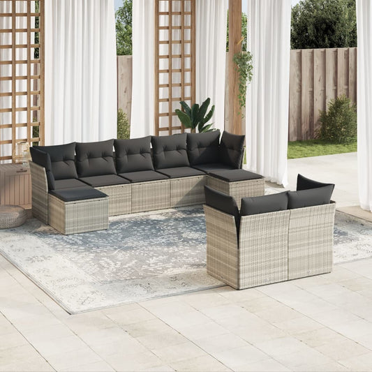 9-delige Loungeset met kussens poly rattan lichtgrijs is nu te koop bij PeponiXL, paradijselijk wonen!