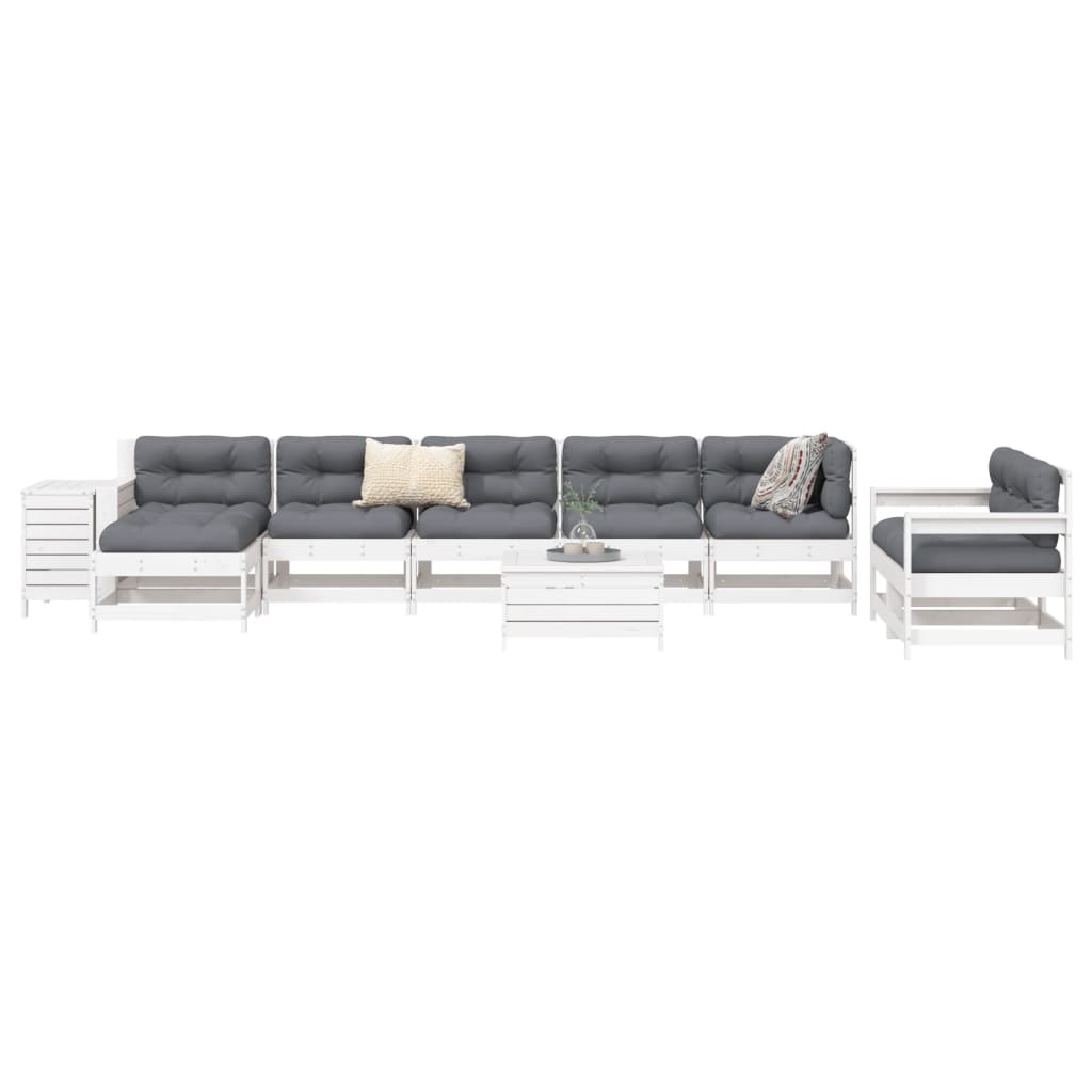 10-delige Loungeset massief grenenhout wit is nu te koop bij PeponiXL, paradijselijk wonen!
