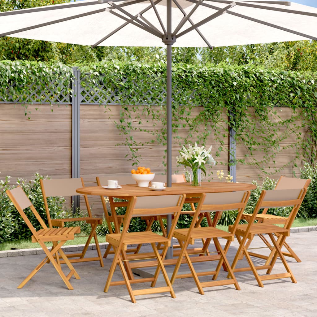 Tuinstoelen 8 st inklapbaar stof en massief hout taupe is nu te koop bij PeponiXL, paradijselijk wonen!