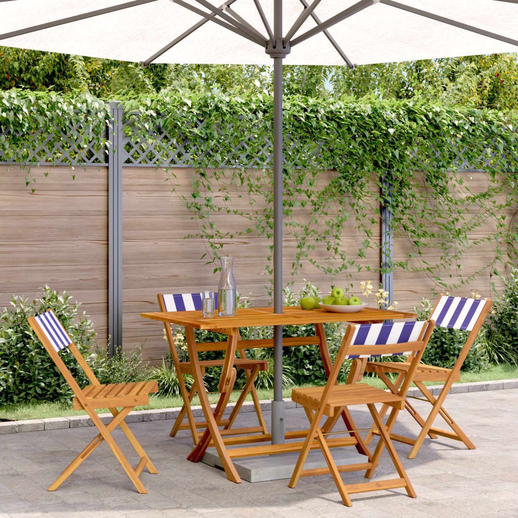 Tuinstoelen 4 st inklapbaar stof en massief hout blauw en wit is nu te koop bij PeponiXL, paradijselijk wonen!