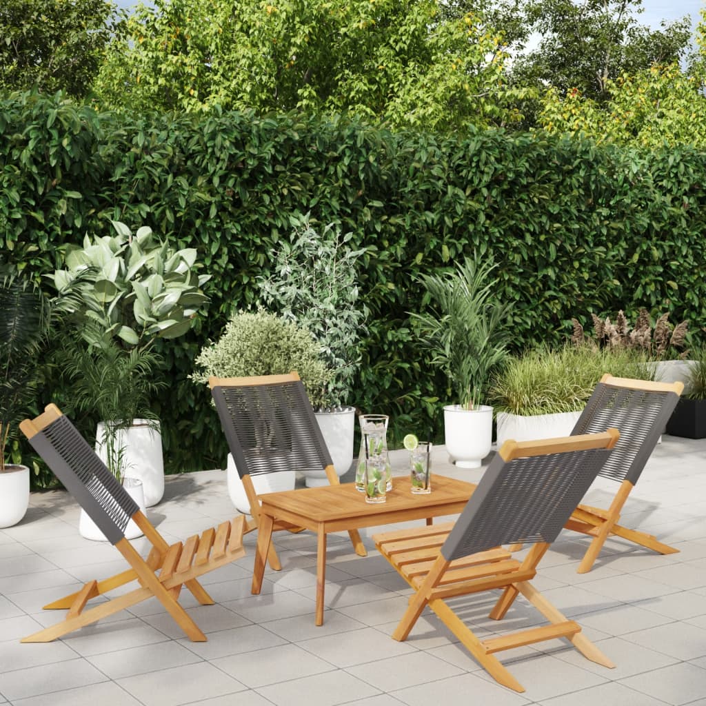 Tuinstoelen 4 st inklapbaar massief acaciahout grijs is nu te koop bij PeponiXL, paradijselijk wonen!