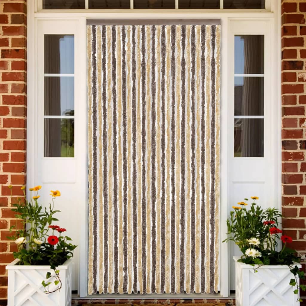 Vliegengordijn 118x220 cm chenille donkerbruin en beige is nu te koop bij PeponiXL, paradijselijk wonen!