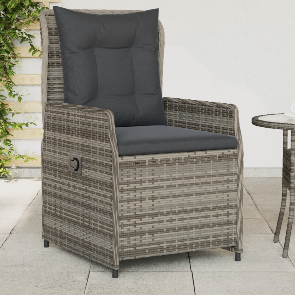 Tuinstoelen 2 st verstelbaar poly rattan grijs is nu te koop bij PeponiXL, paradijselijk wonen!