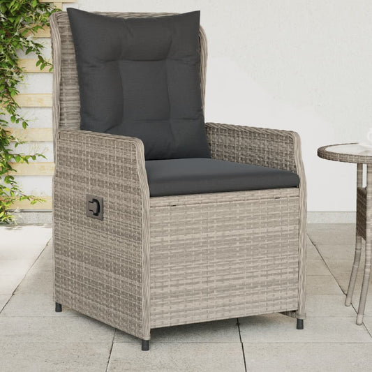 Tuinstoelen 2 st verstelbaar poly rattan lichtgrijs is nu te koop bij PeponiXL, paradijselijk wonen!
