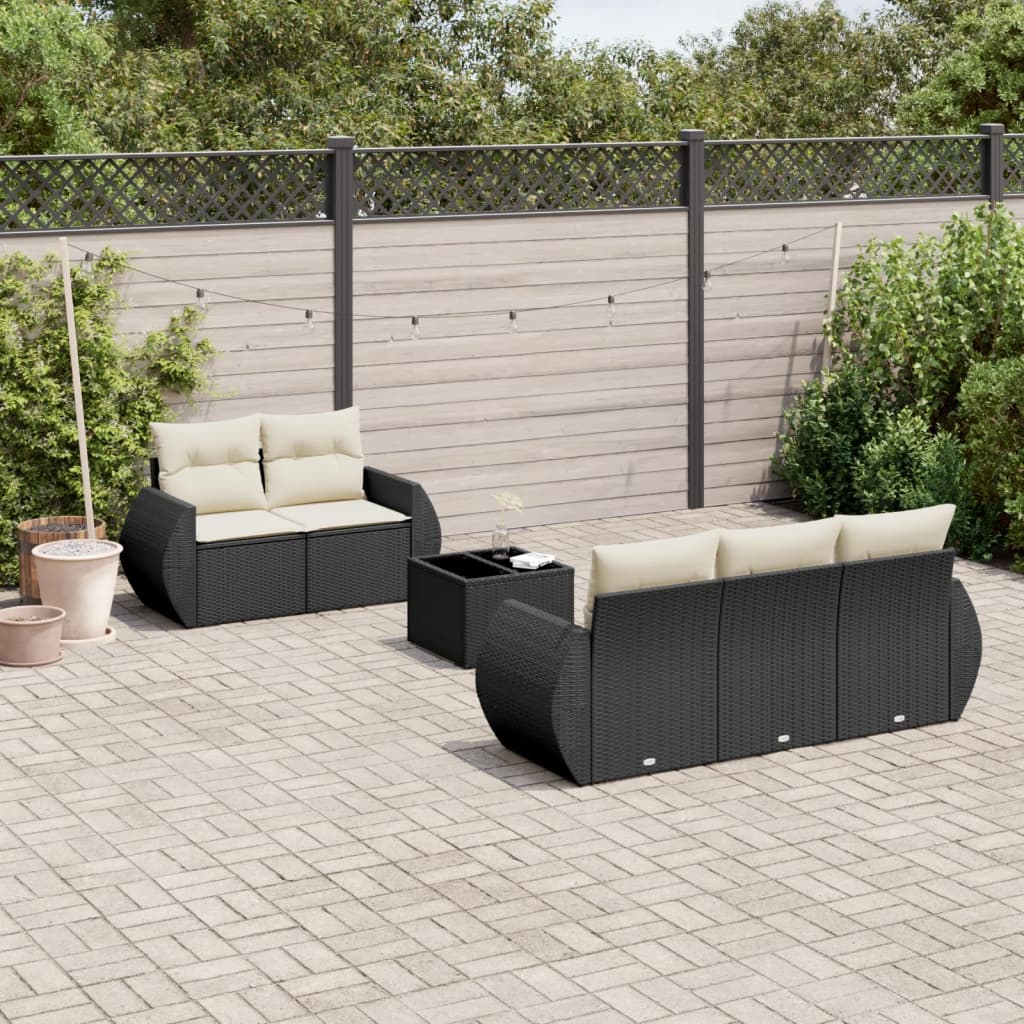 6-delige Loungeset met kussens poly rattan zwart is nu te koop bij PeponiXL, paradijselijk wonen!
