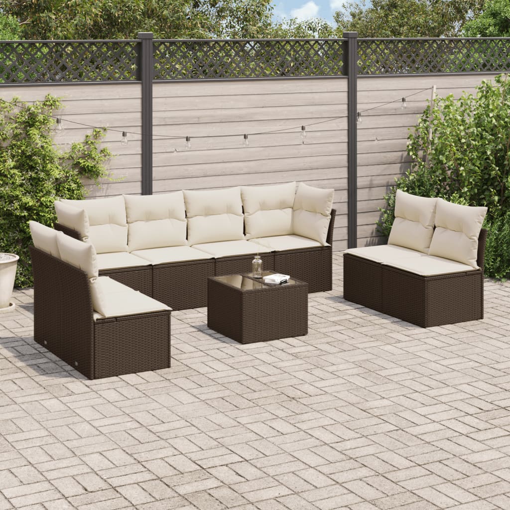 9-delige Loungeset met kussens poly rattan bruin is nu te koop bij PeponiXL, paradijselijk wonen!