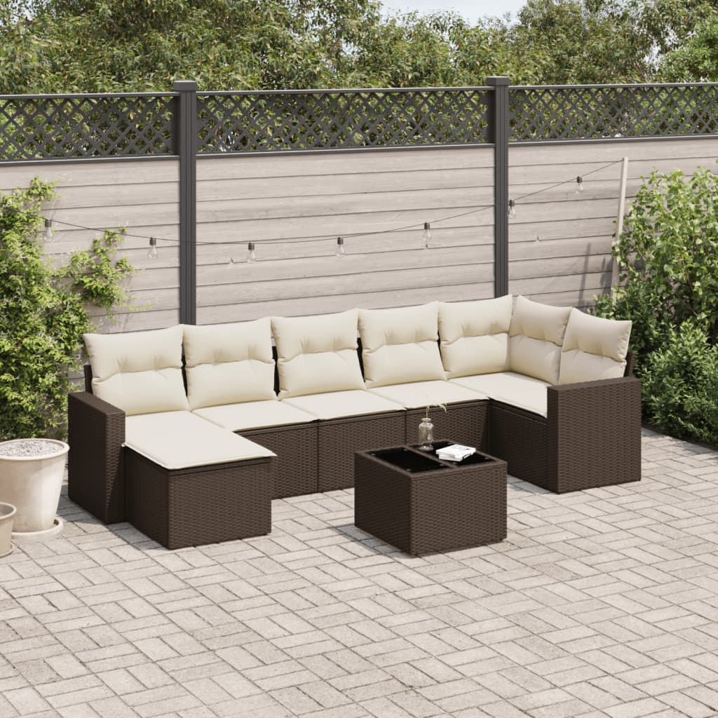 8-delige Loungeset met kussens poly rattan bruin is nu te koop bij PeponiXL, paradijselijk wonen!