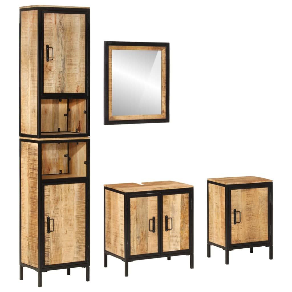 4-delige Badkamermeubelset ijzer en massief mangohout is nu te koop bij PeponiXL, paradijselijk wonen!