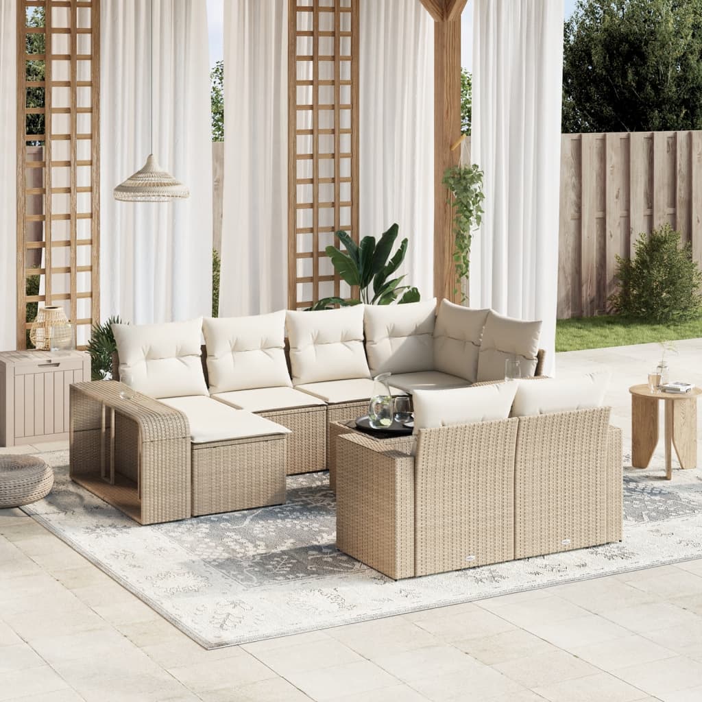 11-delige Tuinset met kussens poly rattan beige is nu te koop bij PeponiXL, paradijselijk wonen!
