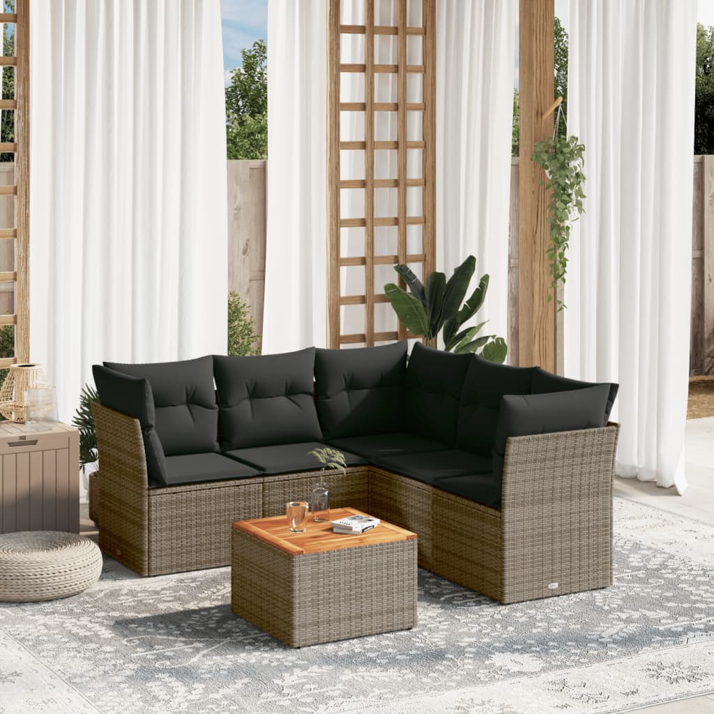6-delige Loungeset met kussens poly rattan grijs is nu te koop bij PeponiXL, paradijselijk wonen!