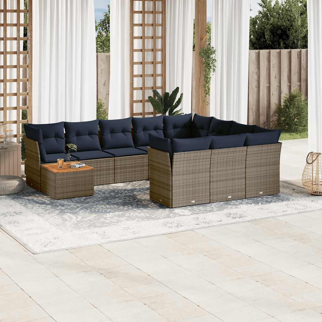11-delige Loungeset met kussens poly rattan grijs is nu te koop bij PeponiXL, paradijselijk wonen!