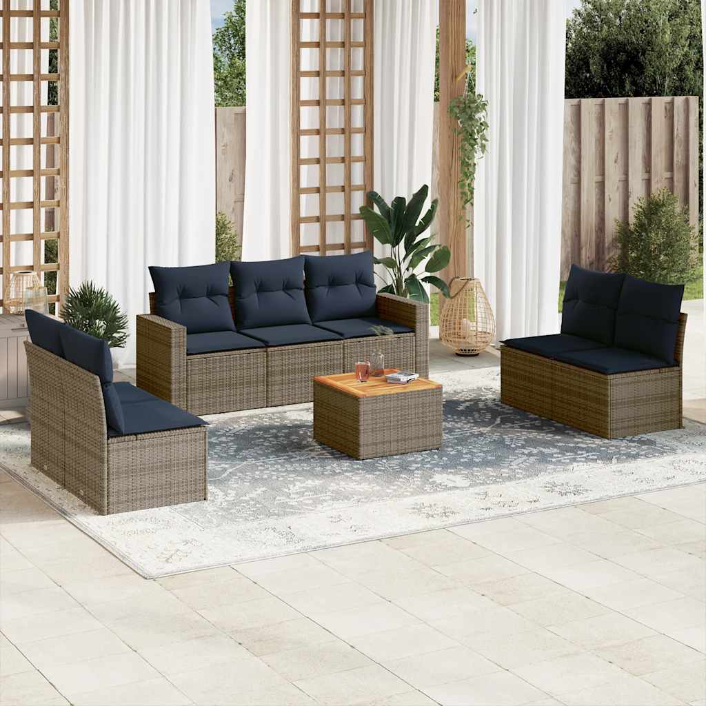 8-delige Loungeset met kussens poly rattan grijs is nu te koop bij PeponiXL, paradijselijk wonen!
