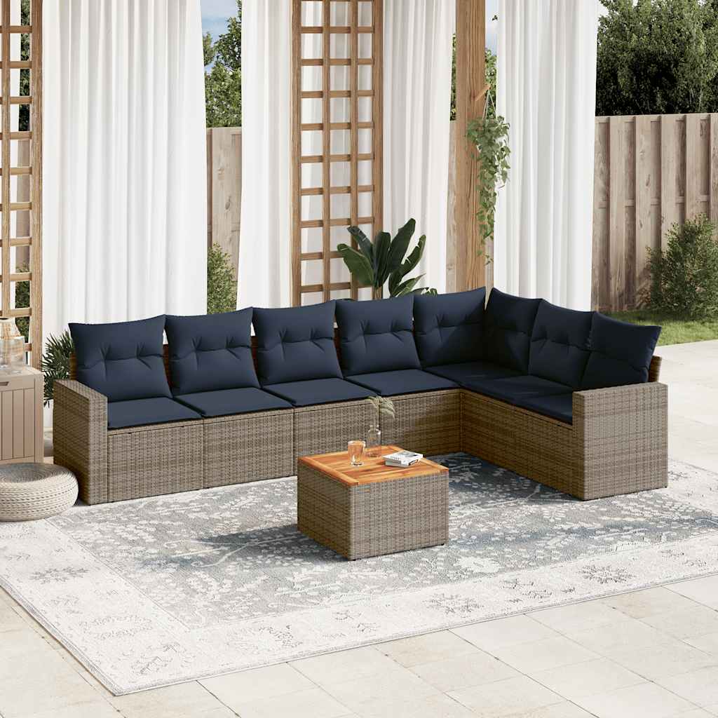 8-delige Loungeset met kussens poly rattan grijs is nu te koop bij PeponiXL, paradijselijk wonen!