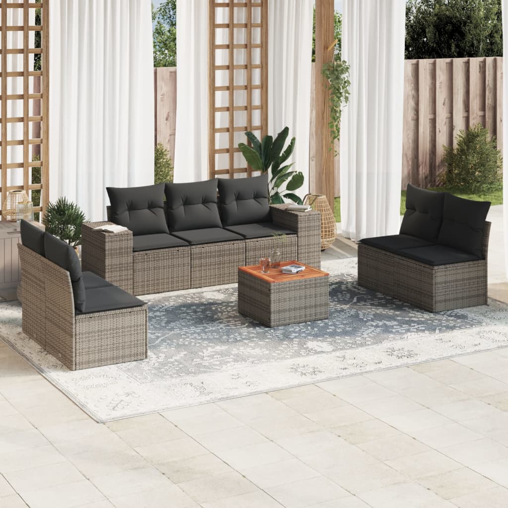 8-delige Loungeset met kussens poly rattan grijs is nu te koop bij PeponiXL, paradijselijk wonen!
