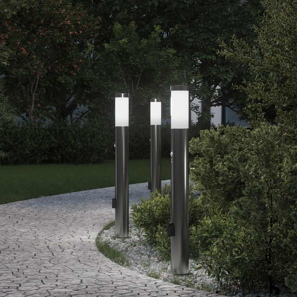 Bolderverlichting met sensor en stopcontact 3 stuks 80 cm roestvrij staal IP44 is nu te koop bij PeponiXL, paradijselijk wonen!
