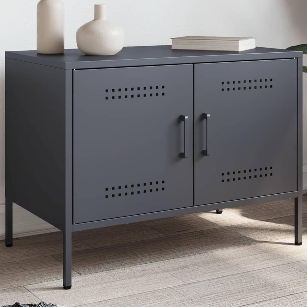 Tv-meubel 68x39x50,5 cm staal antracietkleurig is nu te koop bij PeponiXL, paradijselijk wonen!