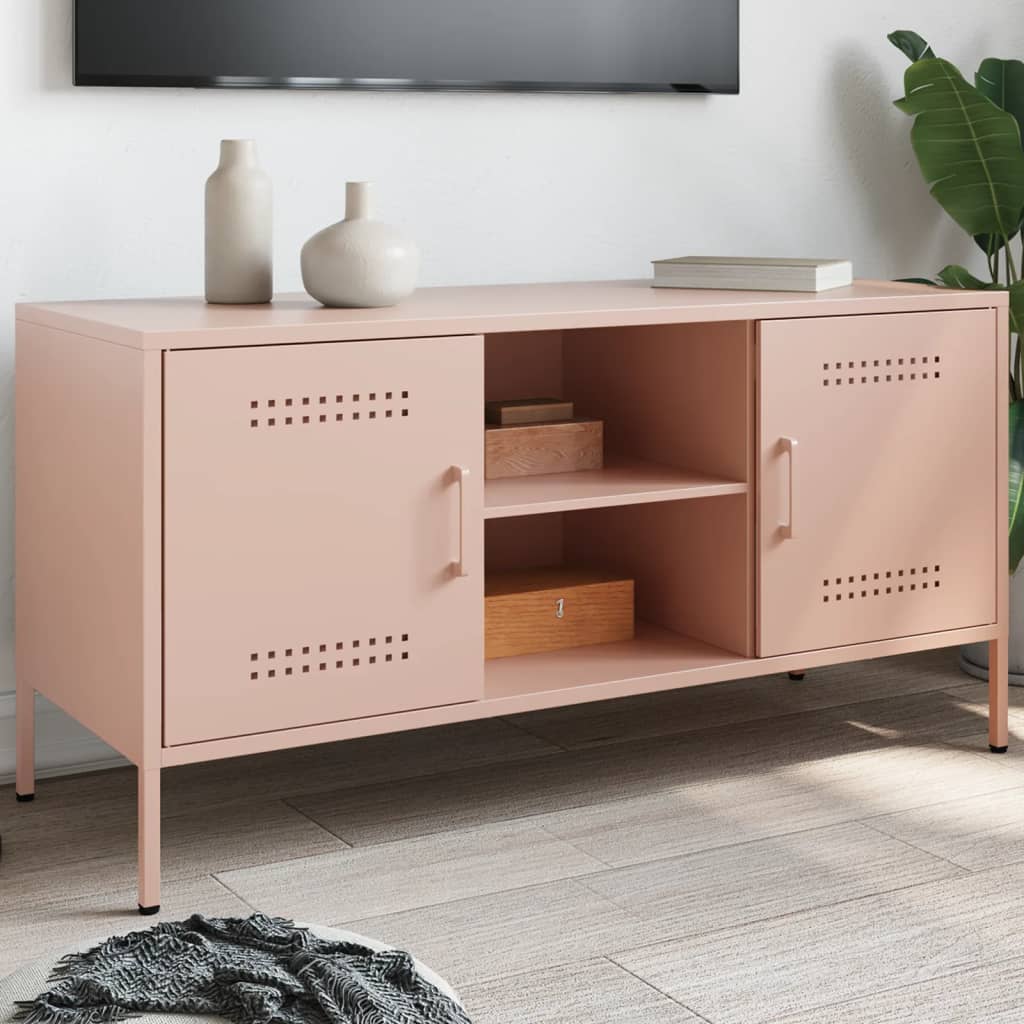 Tv-meubel 100,5x39x50,5 cm staal roze is nu te koop bij PeponiXL, paradijselijk wonen!