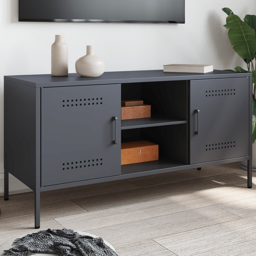 Tv-meubel 100,5x39x50,5 cm staal antracietkleurig is nu te koop bij PeponiXL, paradijselijk wonen!
