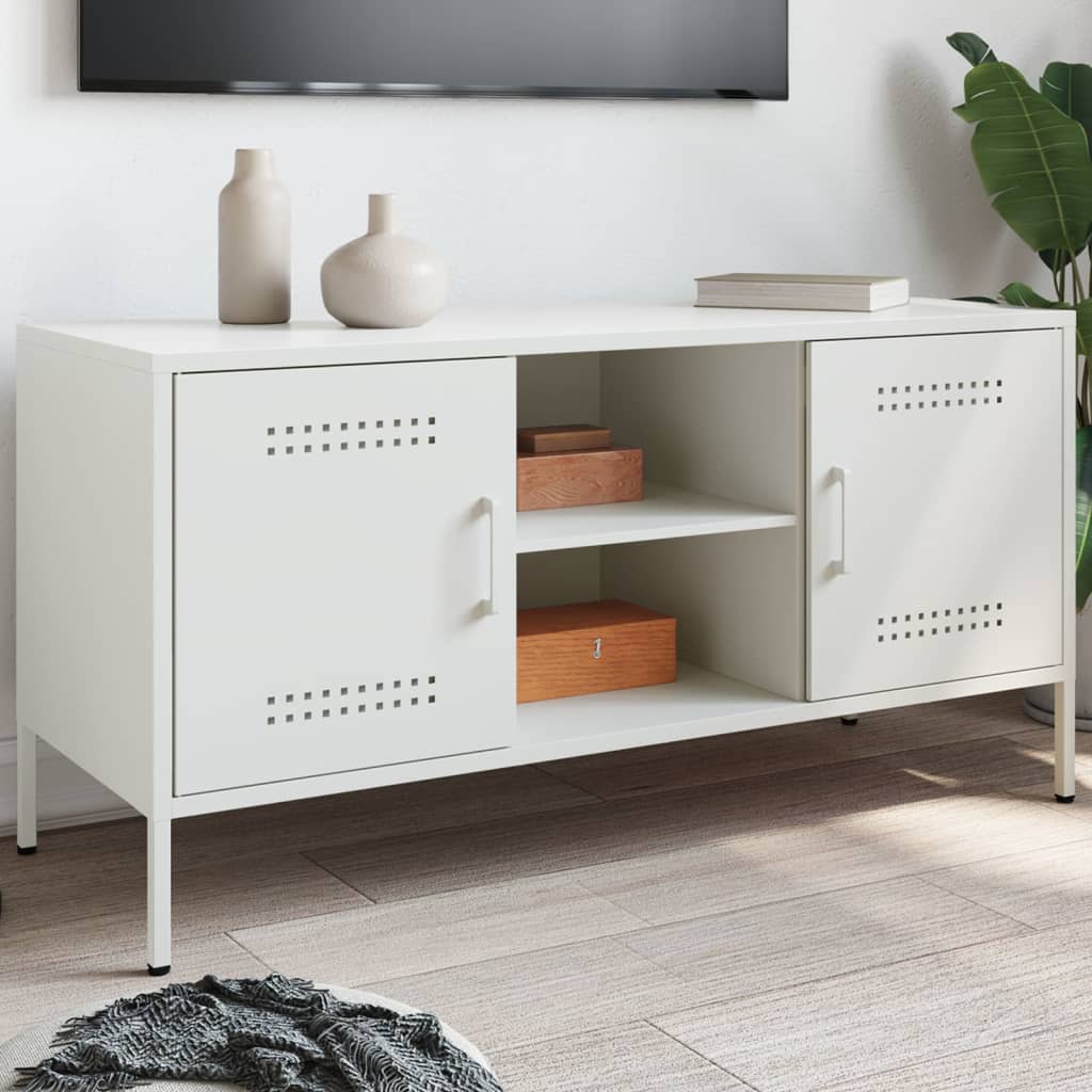 Tv-meubel 100,5x39x50,5 cm staal wit is nu te koop bij PeponiXL, paradijselijk wonen!